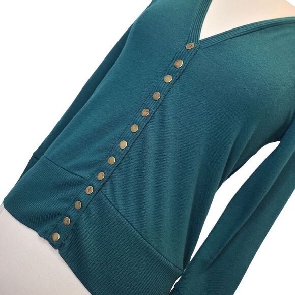 Traleubie Womens Emerald Green Snap Button Down Cardigan S - Picture 5 of 16